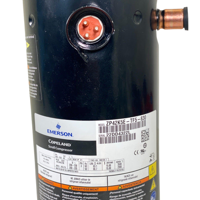 ZP42K5E-TF5-830 Copeland Scroll Compressor R410A/R410B 200-230 Volt 50/60HZ - ADVANCED TRUCK PARTS