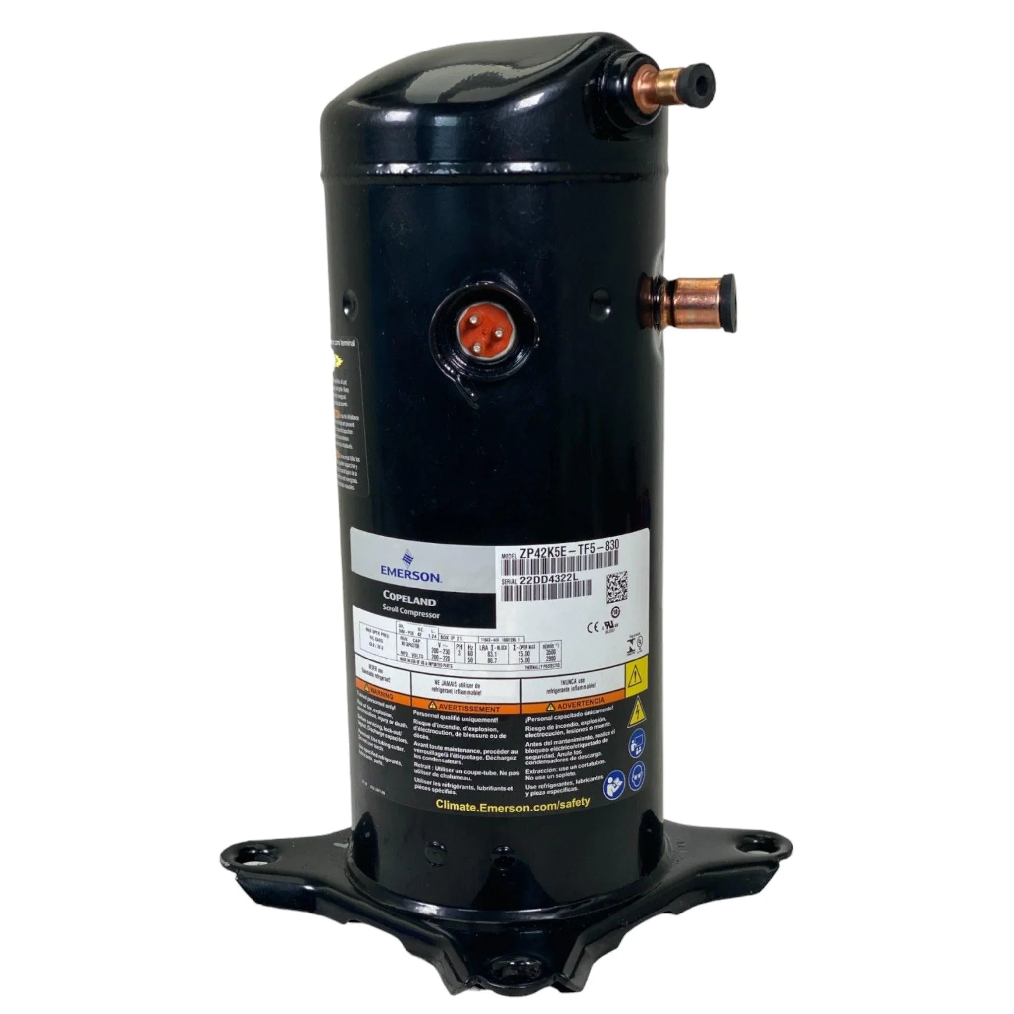 ZP42KSETFS830 Copeland Scroll Compressor R410A/R410B 200-230 Volt 50/60HZ