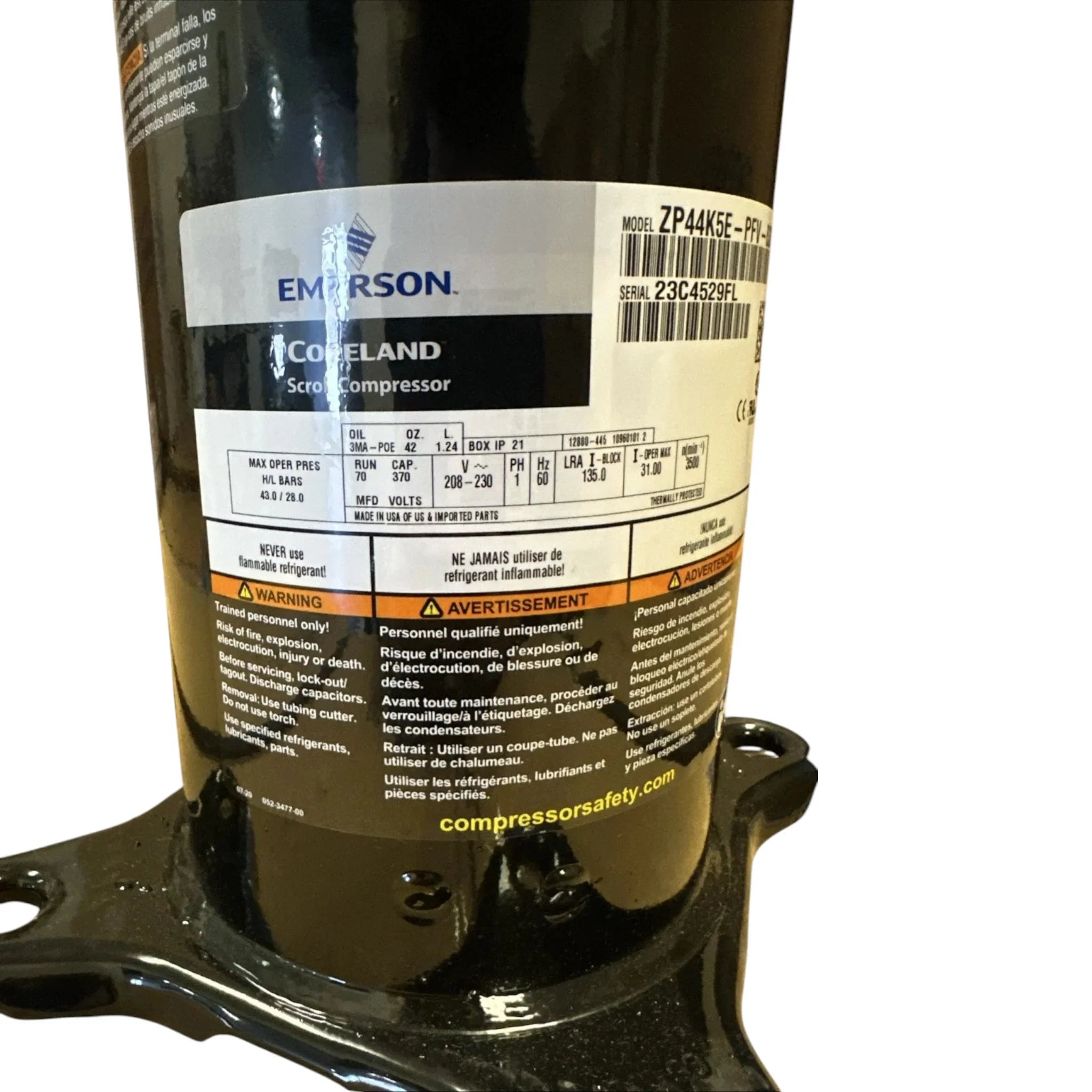 ZP44K5E-PFV-830 Copeland Scroll Compressor