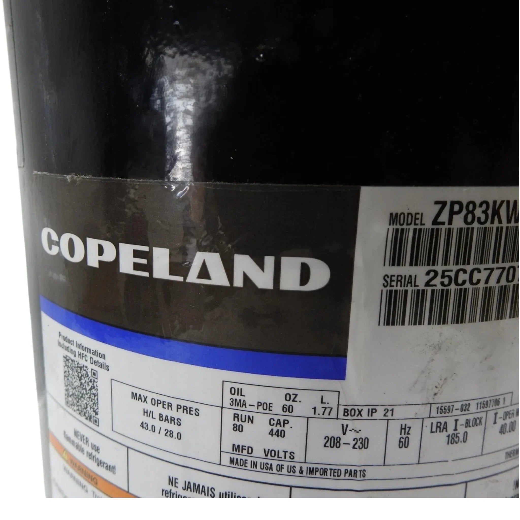 ZP83KWE-PFV-130 Copeland Scroll Compressor