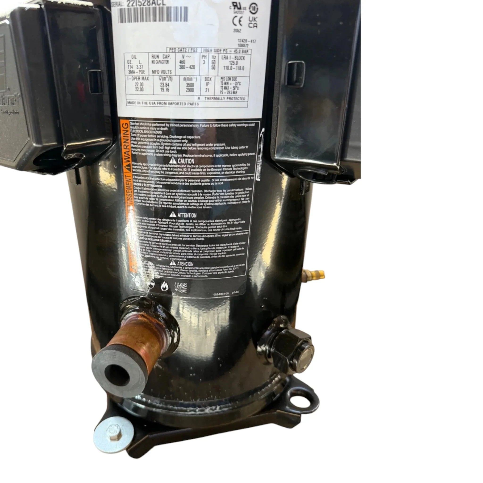 ZPD120KCE-TFD-455 Genuine Copeland Scroll Compressor