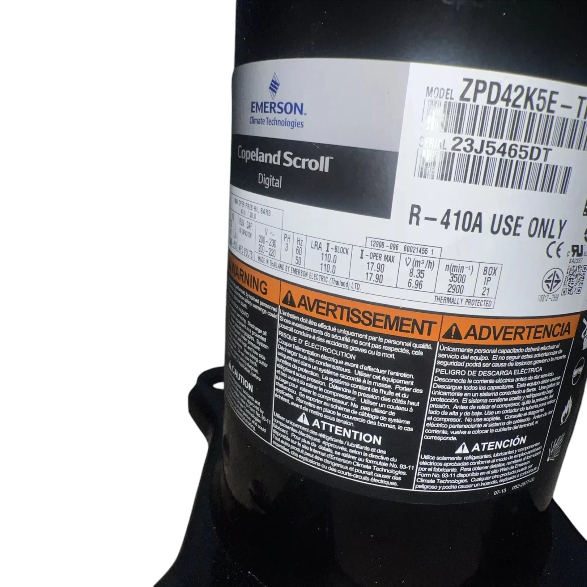 ZPD42K5E-TF5-498 Copeland Scroll Compressor