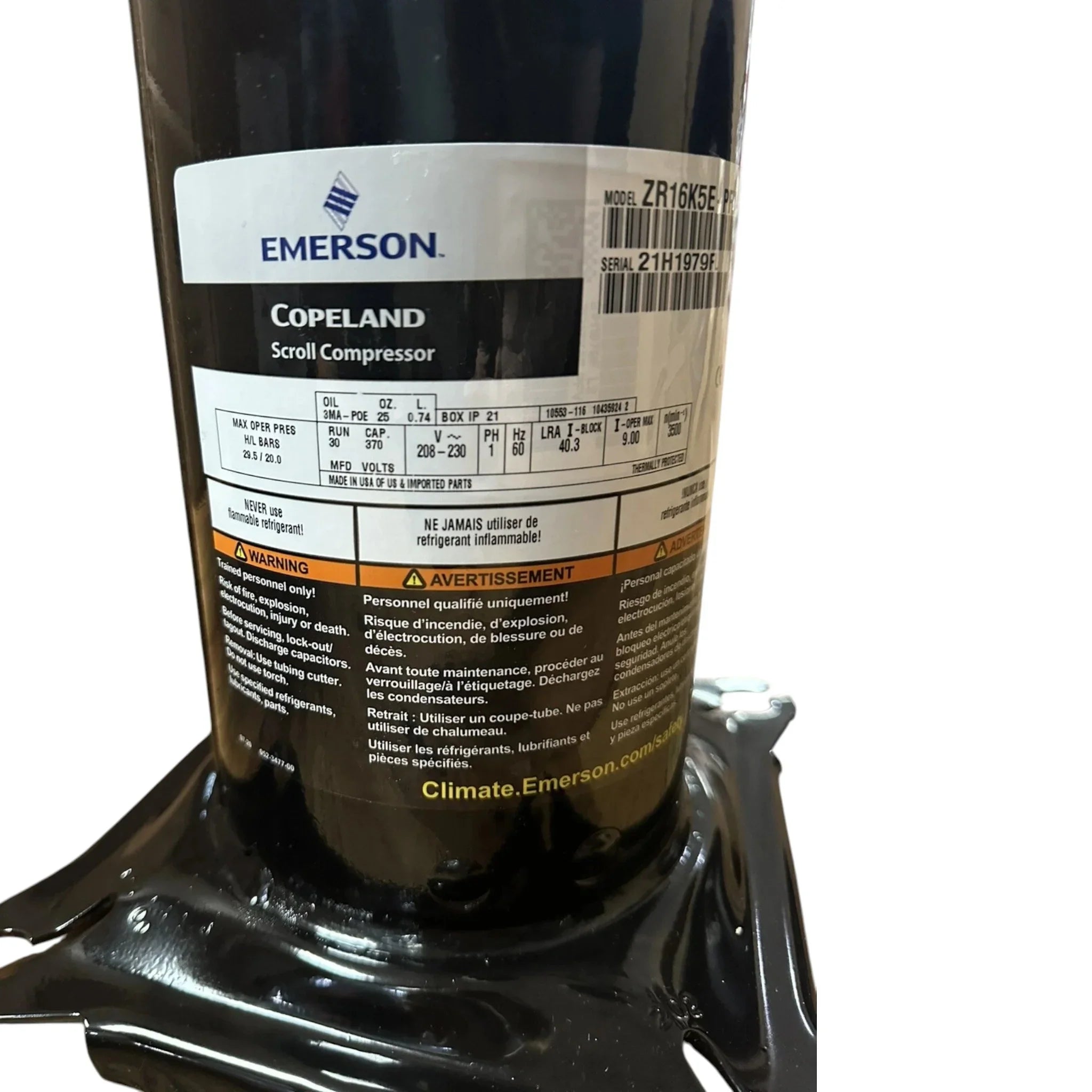 ZR16K5EPFV830 Genuine Copeland Scroll Compressor