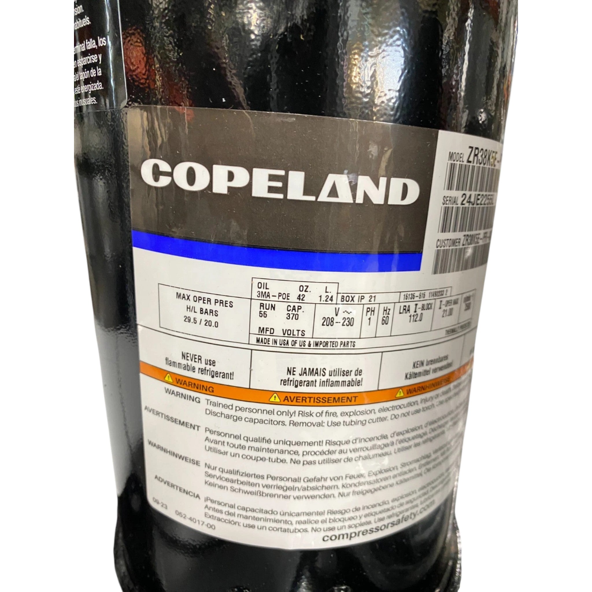 ZR38K5E-PFV-800 Genuine Copeland Scroll Compressor