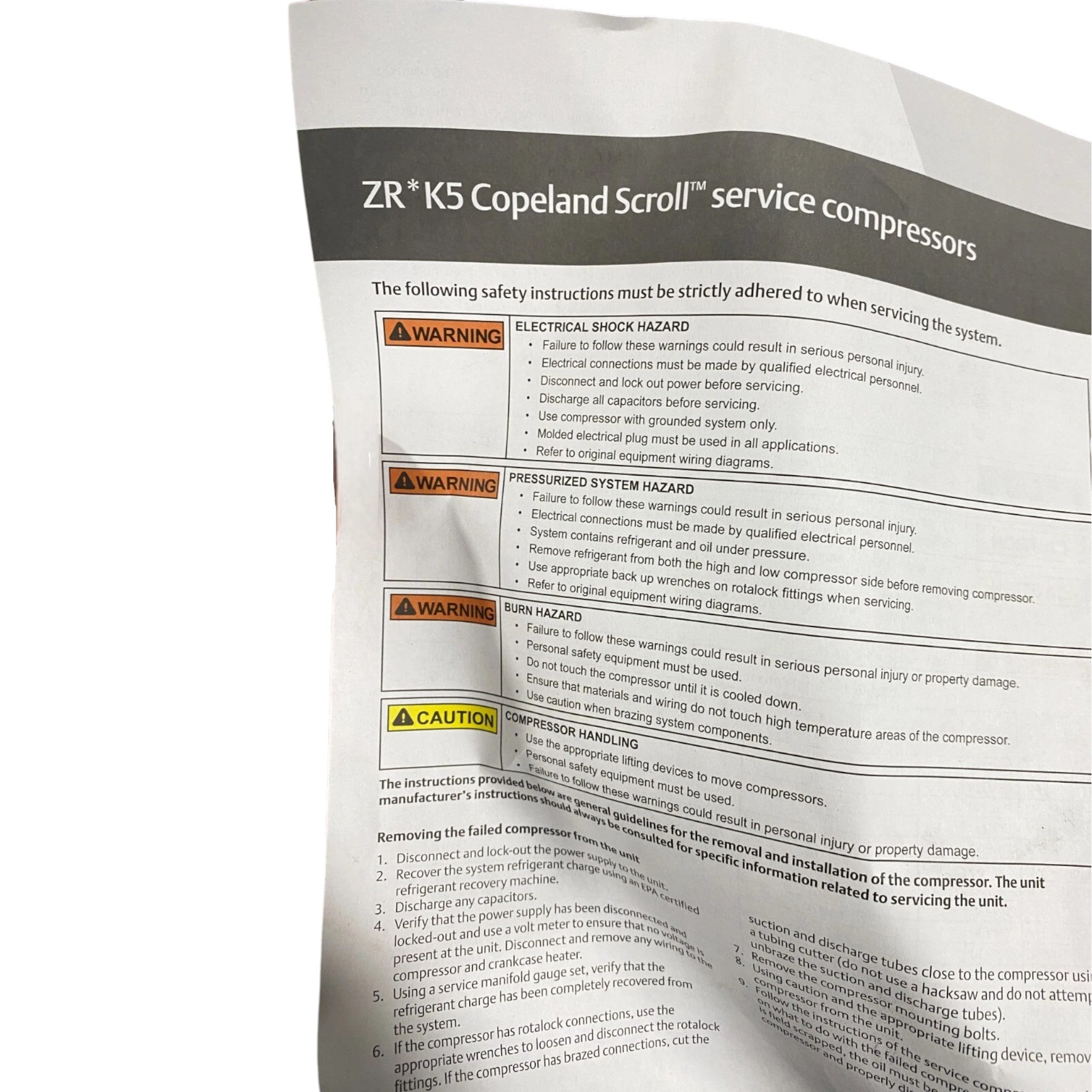 ZR38K5E-PFV-800 Genuine Copeland Scroll Compressor