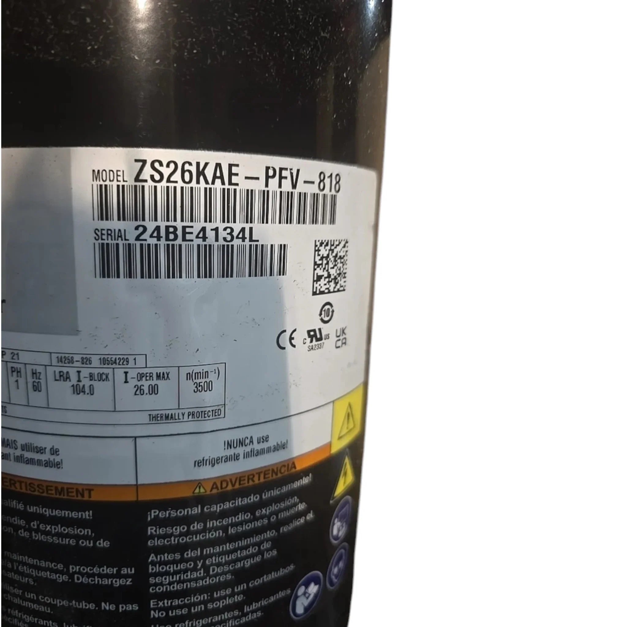 ZS26KAE-PFV-818 Genuine Copeland Scroll Compressor