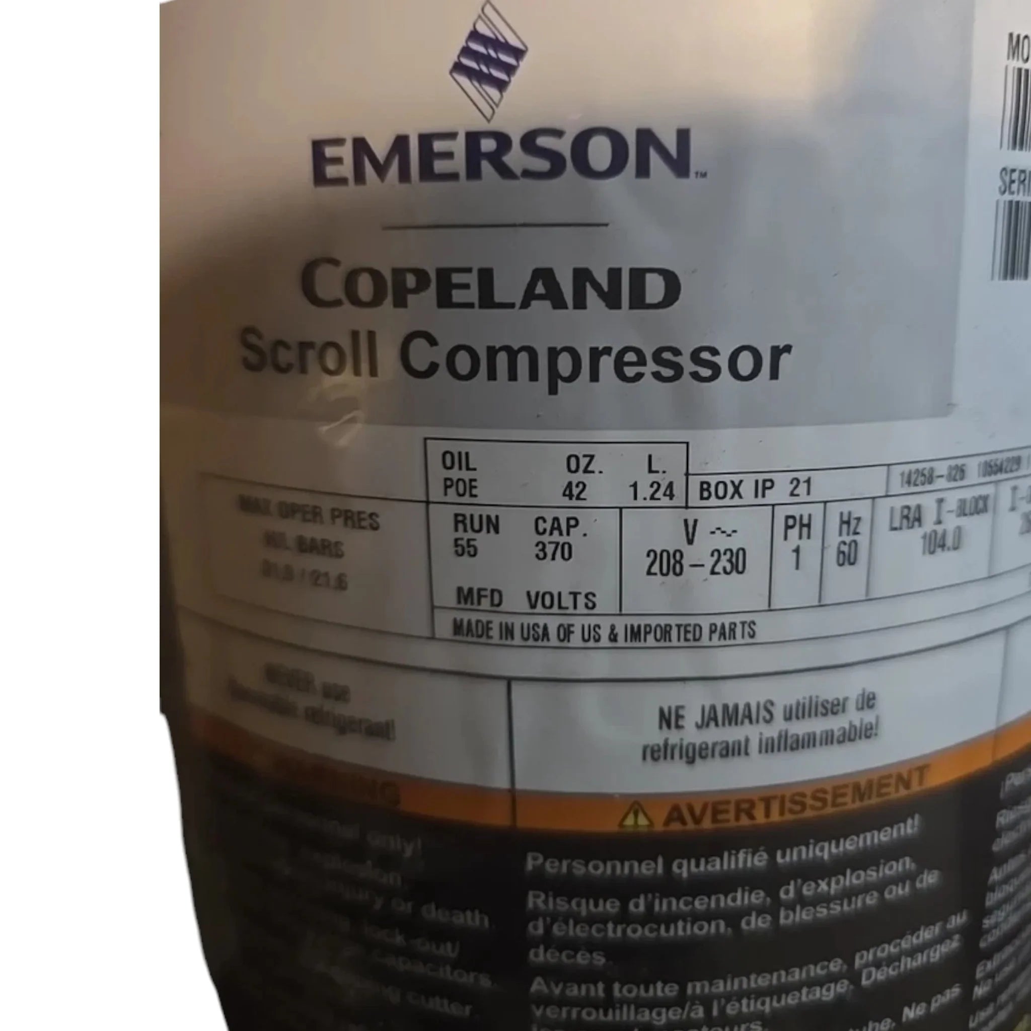 ZS26KAE-PFV-818 Genuine Copeland Scroll Compressor
